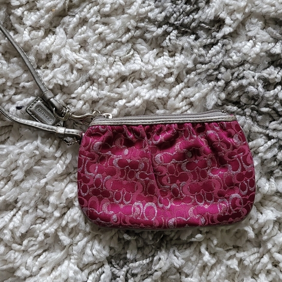 Coach Handbags - Coach Fuchsia and Silver Wristlet